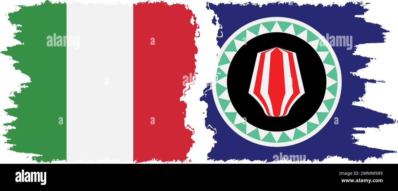Bougainville et l'Italie grunge drapeaux connexion, vecteur Illustration de Vecteur