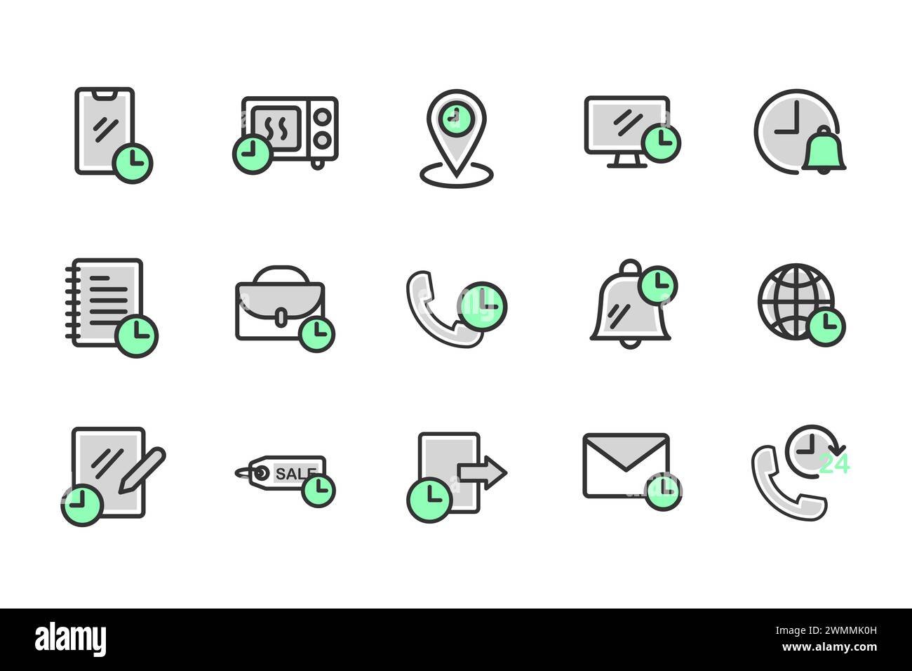 E-commerce ensemble d'icônes Web mince contour vert icônes pack. Icônes d'achat en ligne pour le web et l'application mobile. Illustration vectorielle Illustration de Vecteur