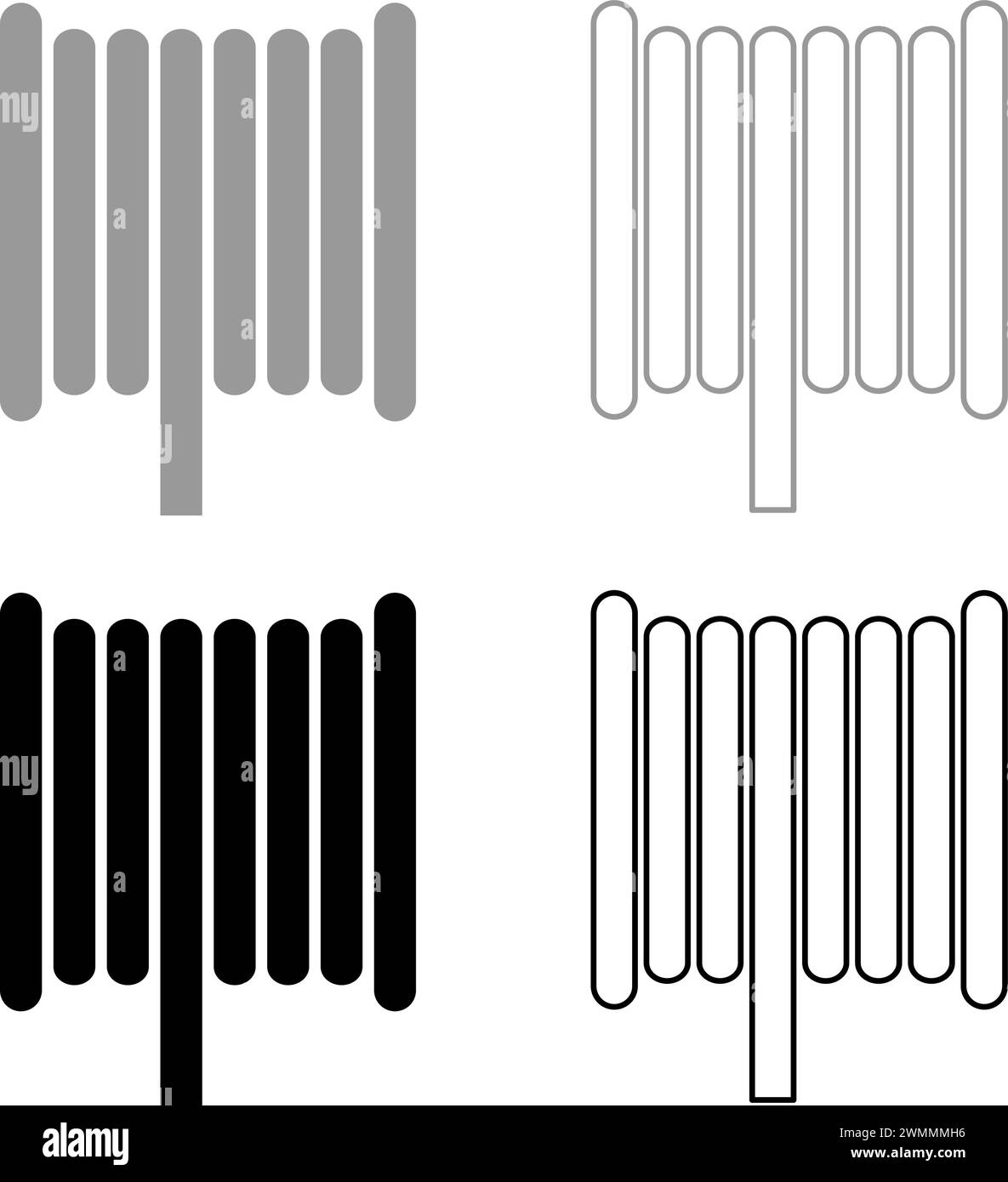 Bobine de câble bobine de bobine de fil Set icône gris noir couleur illustration vectorielle image simple plein contour ligne de contour mince style plat Illustration de Vecteur