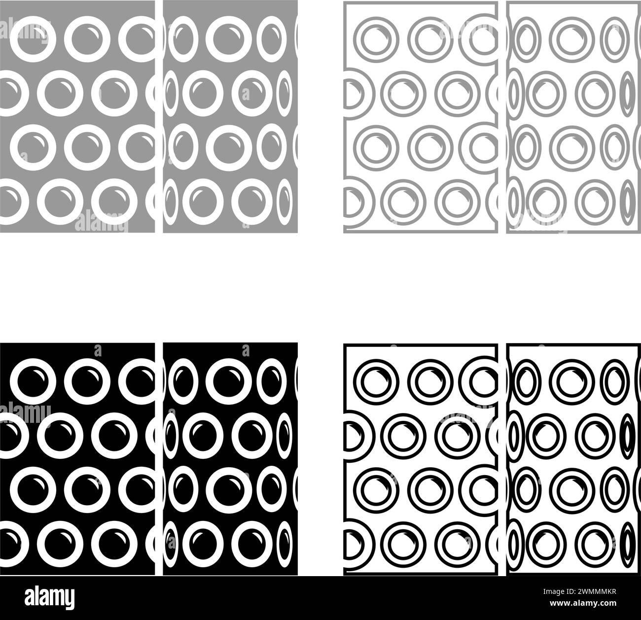 Film d'emballage à bulles d'air pour amortir l'emballage fragile rouleau en plastique antichoc polyéthylène concept de sécurité de fret set icône gris vecteur de couleur noir Illustration de Vecteur