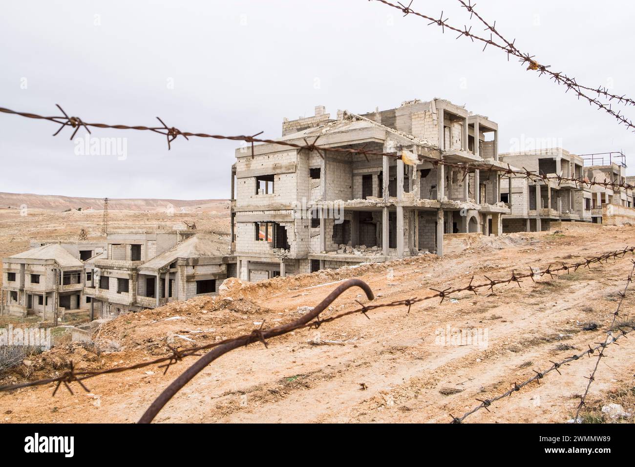 Syrie, ma'lula ; Maaloula, ruines de l'hôtel Safir bombardé dans la guerre civile Banque D'Images