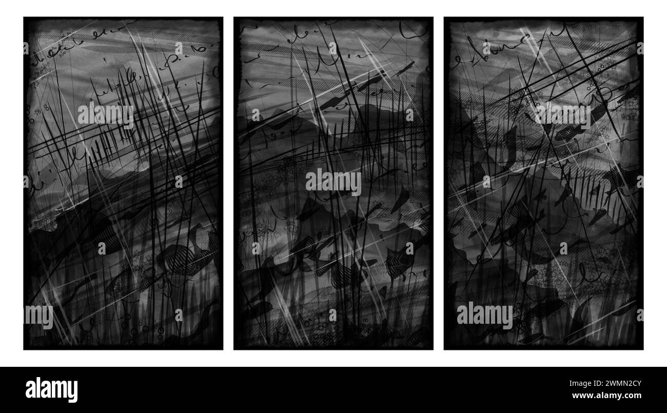 Triptyque intérieur moderne. Banque D'Images