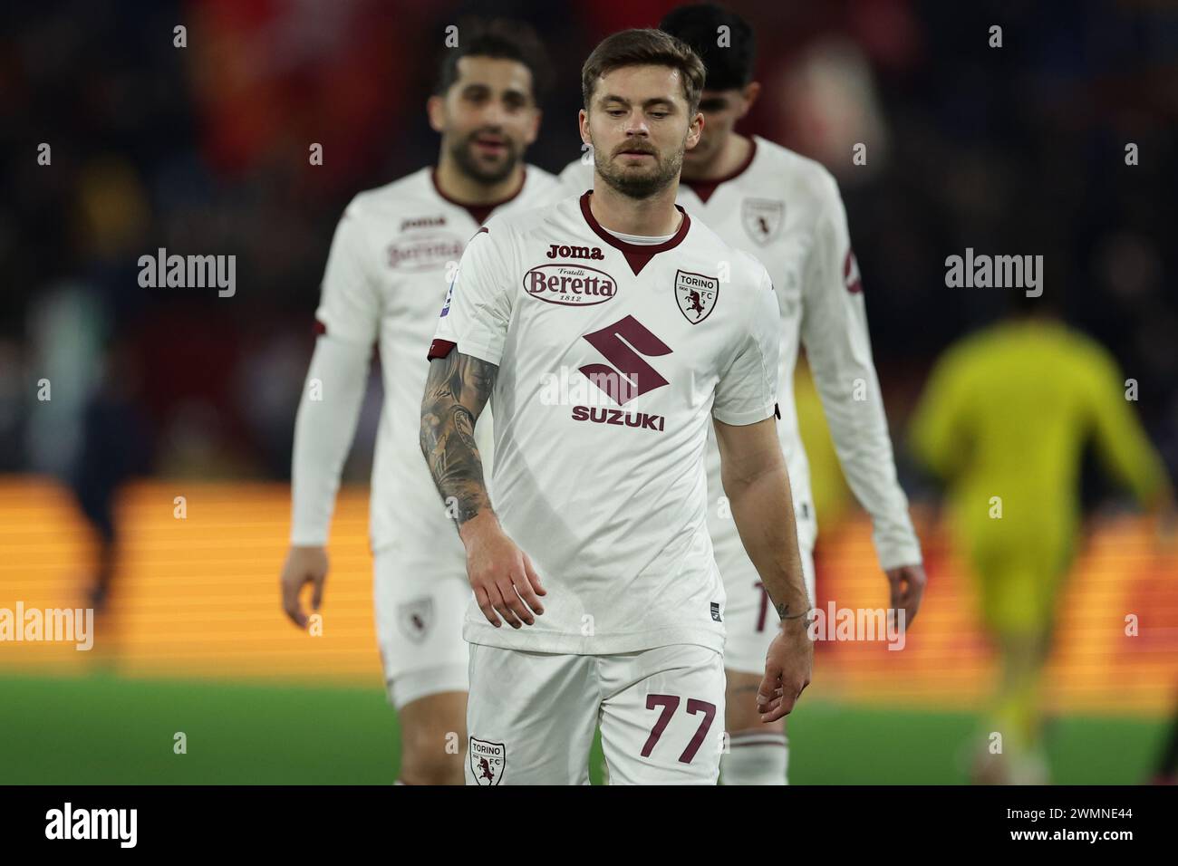 Turin déçue par la défaite après le match de football Serie A entre L'AS Roma et Torino au stade Olimpico à Rome, Italie, le 26 février 2024. Banque D'Images