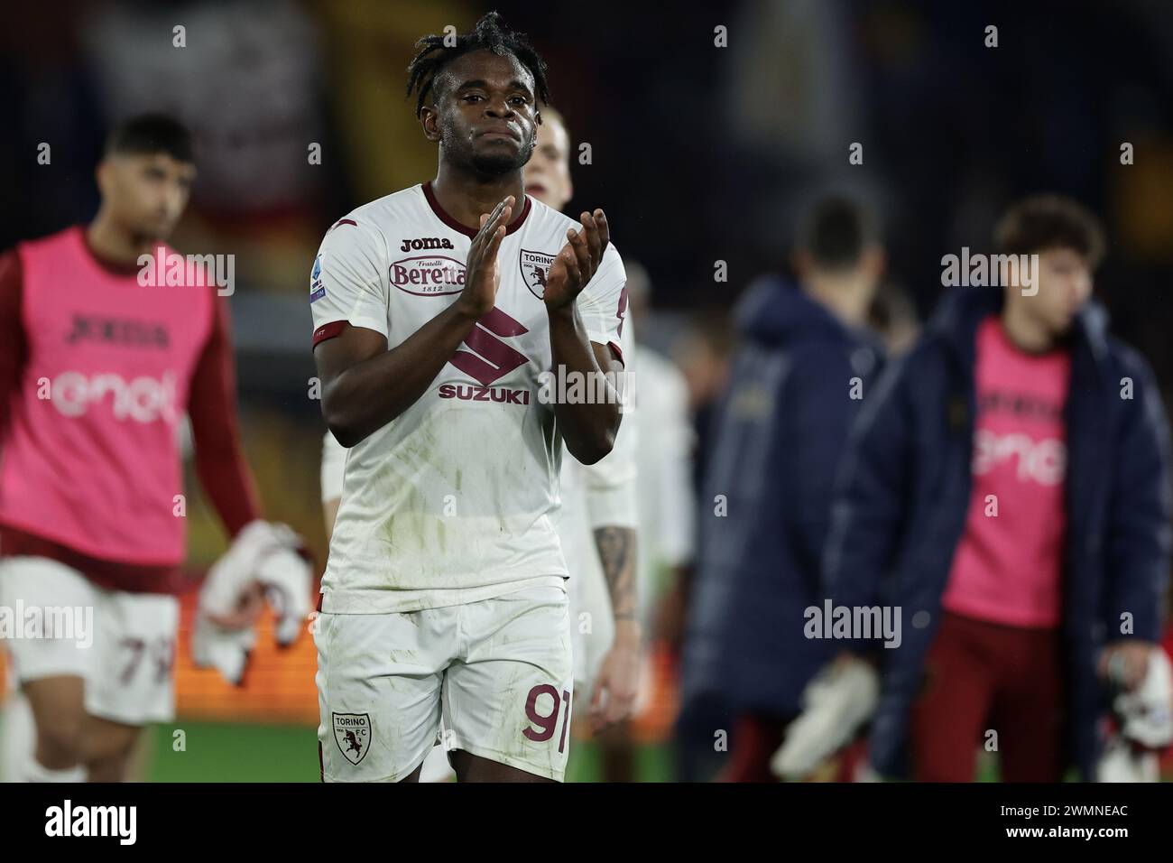 Turin déçue par la défaite après le match de football Serie A entre L'AS Roma et Torino au stade Olimpico à Rome, Italie, le 26 février 2024. Banque D'Images