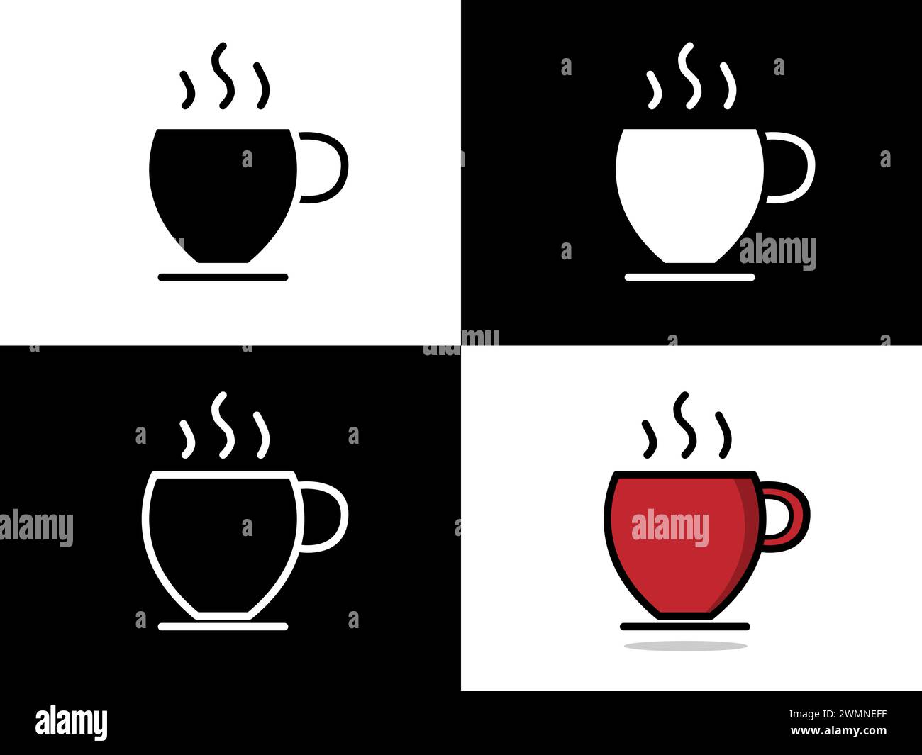 Logo d'icône de conception d'illustration d'art avec symbole de concept de silhouette de tasse de boisson chaude Illustration de Vecteur