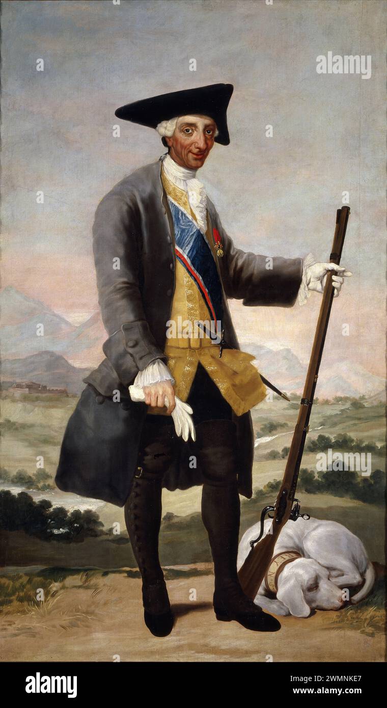 Goya Francisco - Charles III en Robe de chasse (1786c.) Banque D'Images