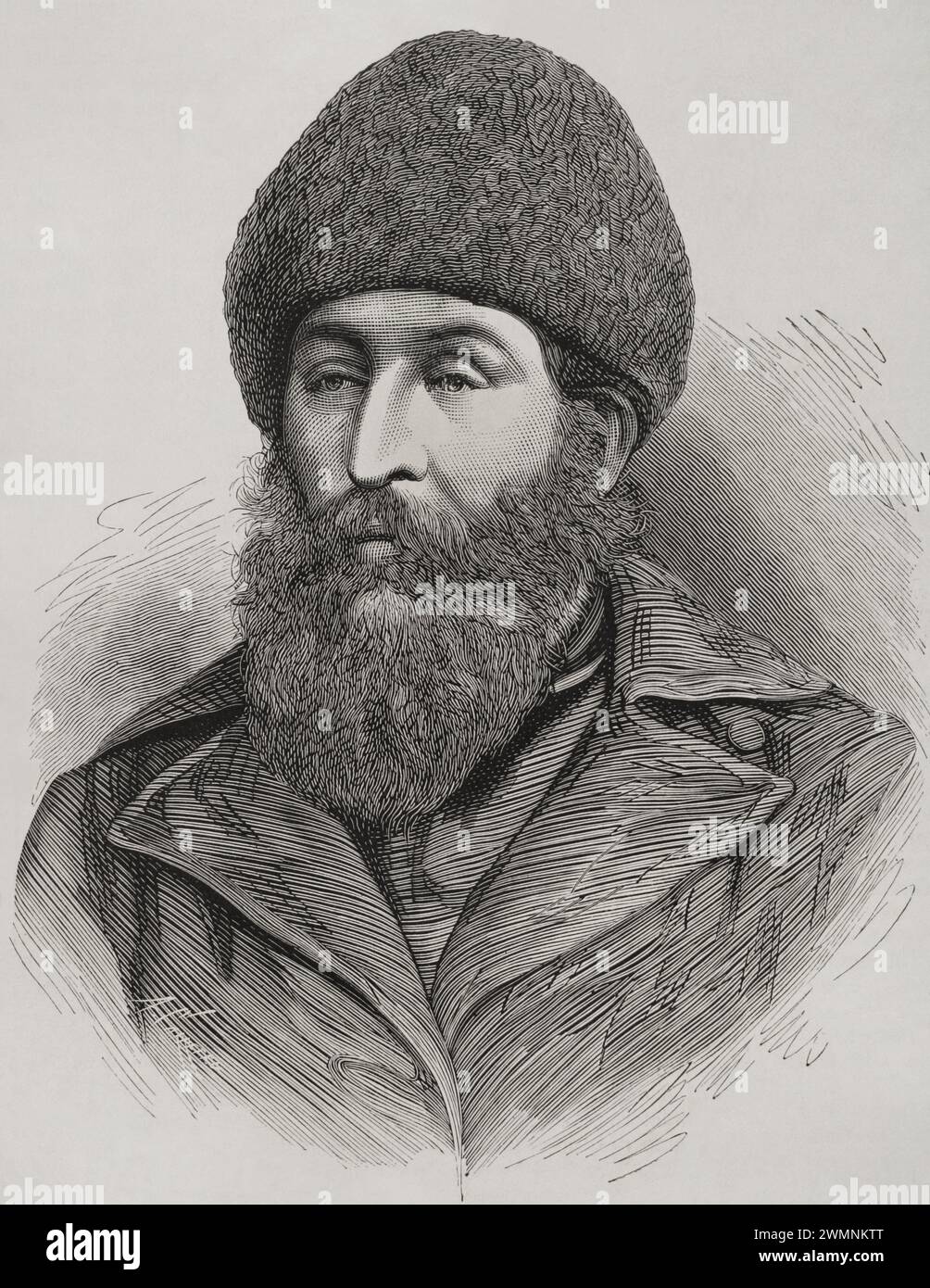 Sher Ali Khan (1825-1879) Émir d'Afghanistan (1863-1866 et 1868-1879). Dynastie Barakzai. Portrait. Gravure d'Arturo Carretero (1852-1903). La Ilustración Española y Americana (illustration espagnole et américaine), 1878. Banque D'Images