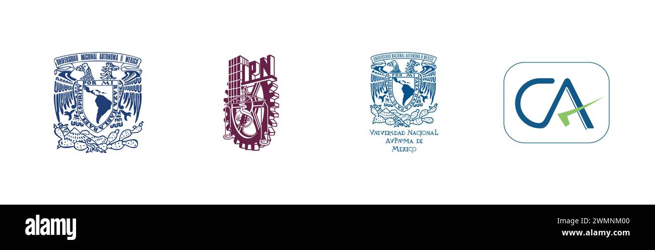 Institut des comptables agréés de l'Inde, UNAM, IPN, UNAM. Collection populaire de logo de marque. Illustration de Vecteur