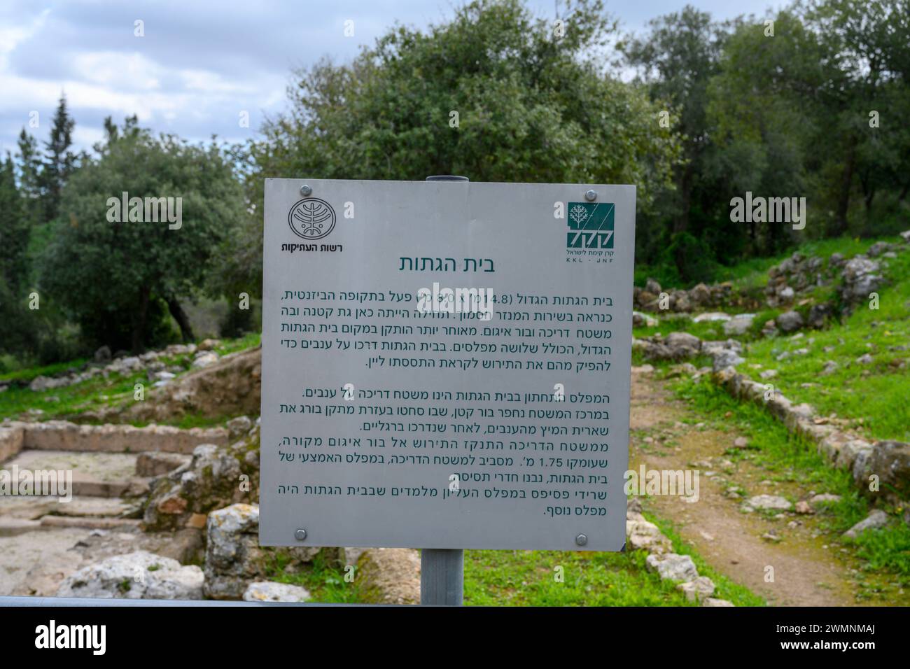 Pressoir de l'Empire byzantin antique photographié dans les collines de Jérusalem, Beit Shemesh, Israël Banque D'Images