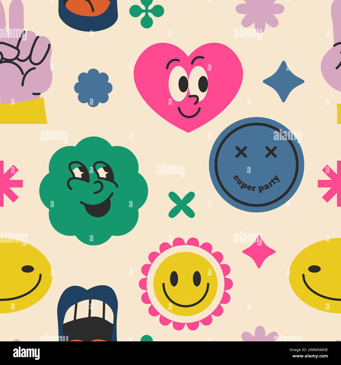 Motif sans couture de jolies icônes ludiques Illustration de Vecteur