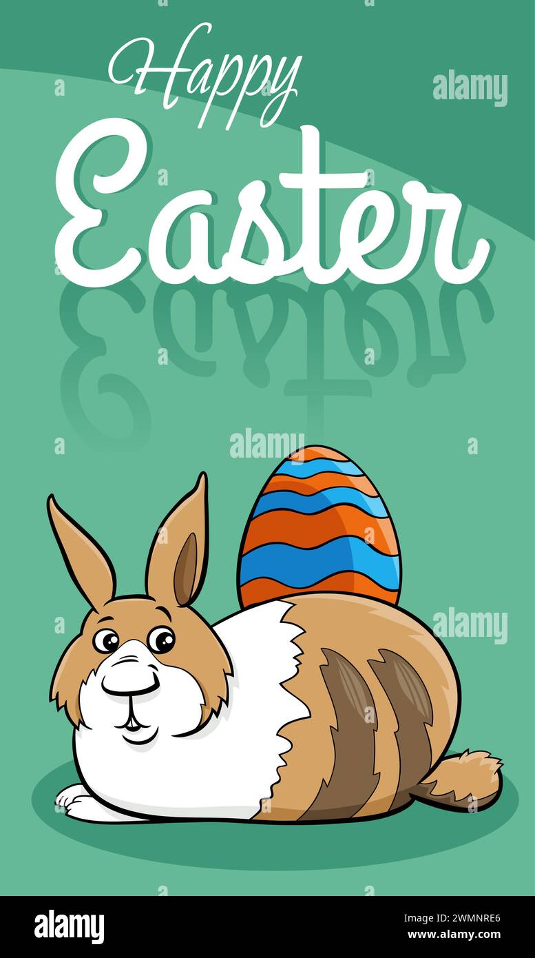 Illustration de dessin animé de lapin de Pâques avec conception colorée de carte de voeux d'oeuf de Pâques Illustration de Vecteur