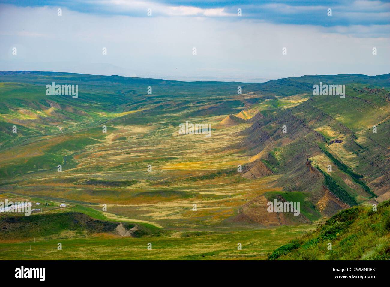 Beau paysage accidenté vu du monastère Davit Gareja, Géorgie, Banque D'Images