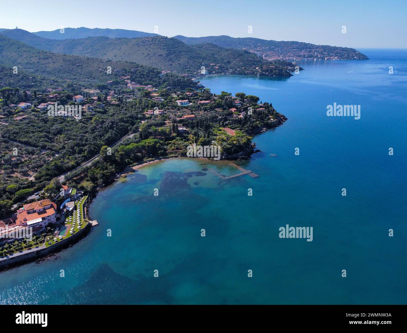 Vue aérienne de la côte de l'Argentario Banque D'Images