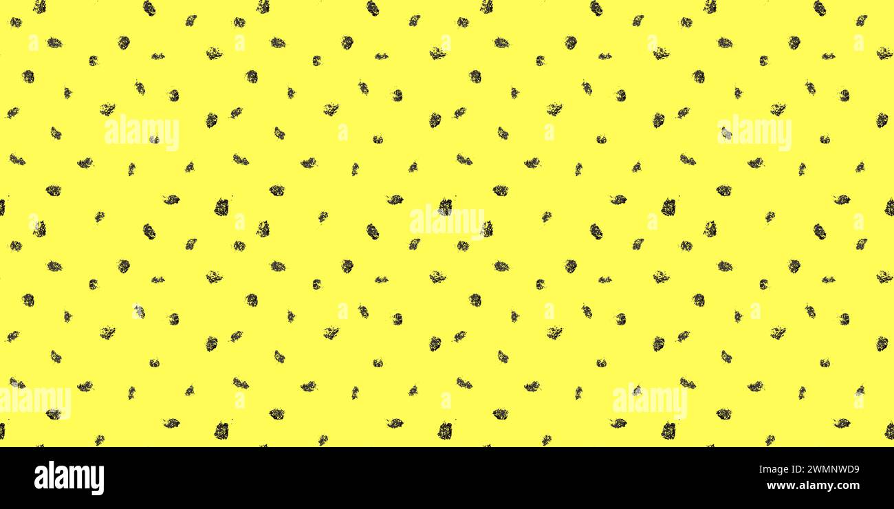 Motif de tiret sur fond jaune. Papier d'emballage avec de petits points noirs peints avec un pinceau. Ornement minimal simple sans couture. Géométrique abstrait Illustration de Vecteur