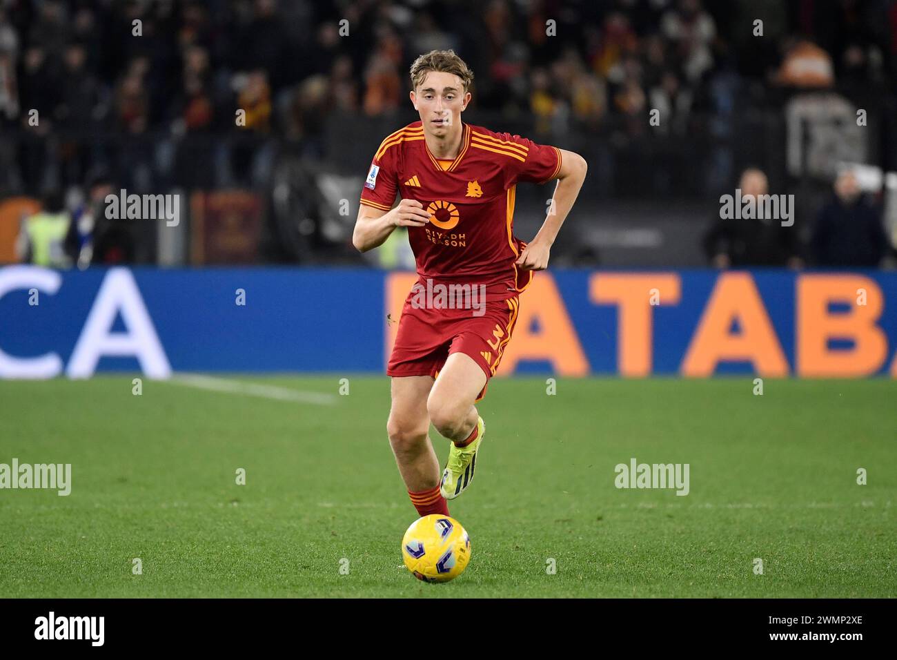 Dean Huijsen de l'AS Roma lors du match de Serie A entre L'AS Roma et le Torino FC au stade Olimpico à Rome (Italie), le 26 février 2024. Banque D'Images