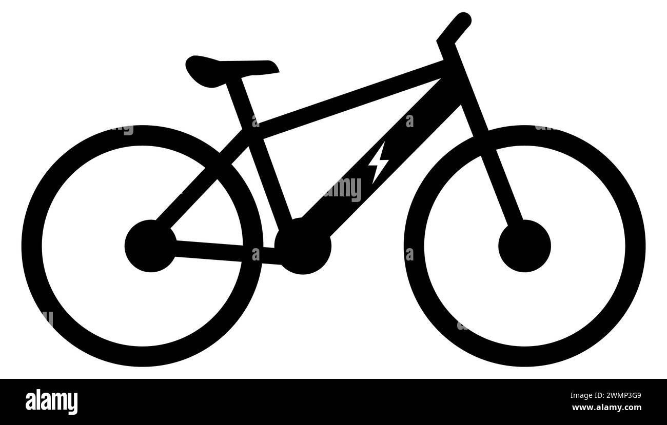 Icône de vélo électrique. Enseigne ELECTRONIQUE pour bicyclette. Symbole de bicyclette électrique. logo e-bike. style plat. Banque D'Images