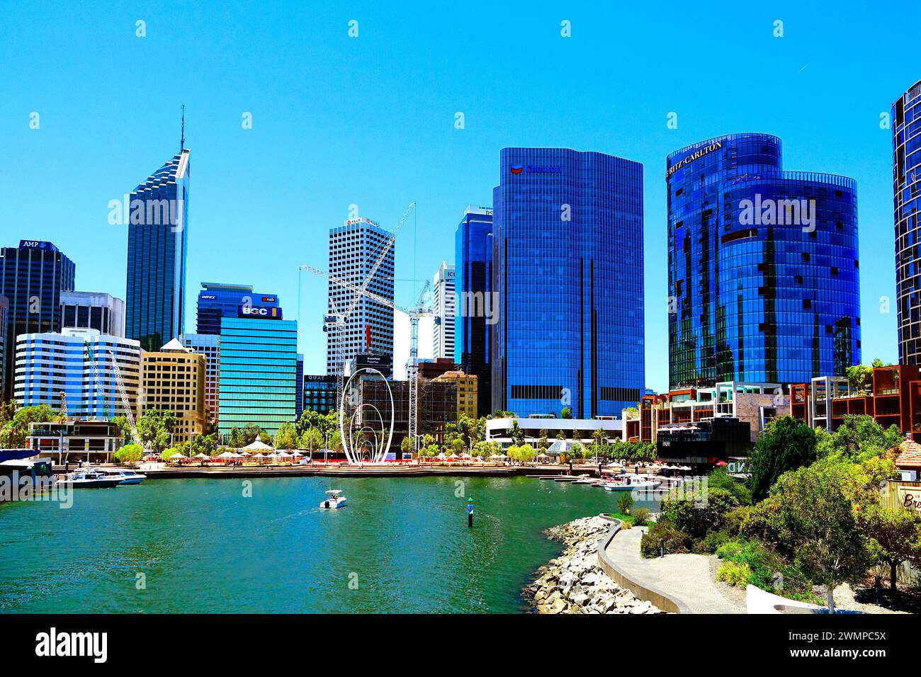 Perth Australie Skyline Australie occidentale capitale côte sud-ouest Swan River Banque D'Images