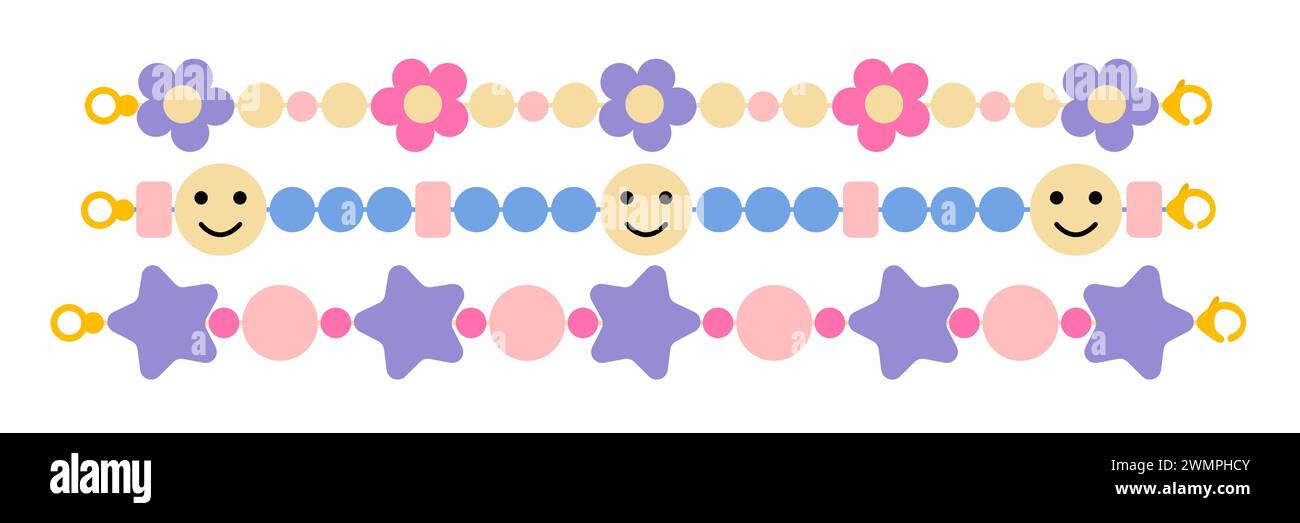 Bracelets en perles en plastique Illustration de Vecteur