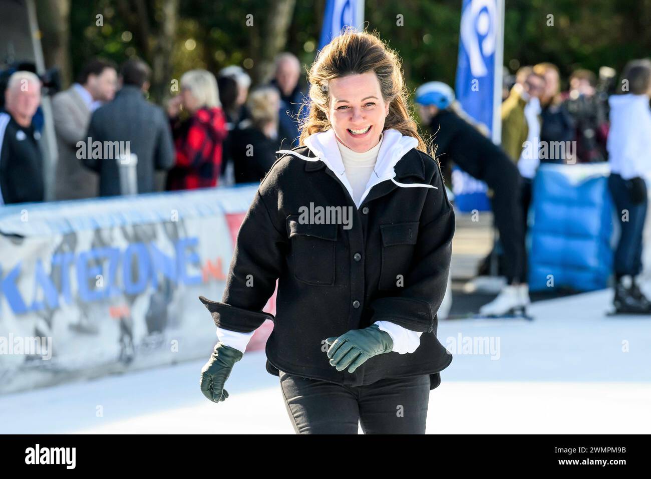 Amsterdam, Niederlande. 27 février 2024. La princesse Annette van Oranje au Jaap Eden IJsbaan à Amsterdam, le 27 février 2024, pour assister au coup d’envoi de Lymph&Cos de Hollandse 100, une initiative de Bernhard van Oranje, s’engage à financer la recherche scientifique sur la nature et le traitement du lymphome crédit: Albert Nieboer/Netherlands OUT/point de vue OUT/dpa/Alamy Live News Banque D'Images