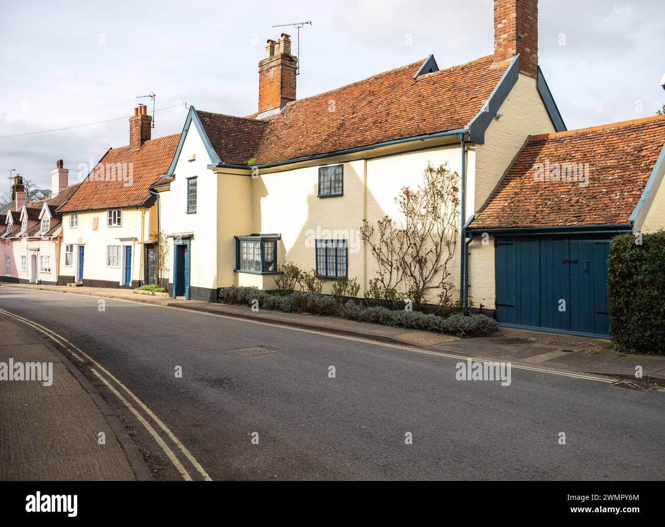 Maisons colorées à Framlingham, Suffolk, Royaume-Uni Banque D'Images