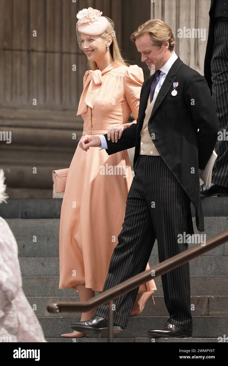 Photo du dossier datée du 03/06/22 de Lady Gabriella et Thomas Kingston quittant le Service national de Thanksgiving à la cathédrale Saint-Paul, Londres, le deuxième jour des célébrations du jubilé de platine pour la reine Elizabeth II Thomas Kingston, le mari de Lady Gabriella Kingston, la fille du prince et de la princesse Michael de Kent, est décédé, a annoncé Buckingham Palace. Date d'émission : mardi 27 février 2024. Banque D'Images