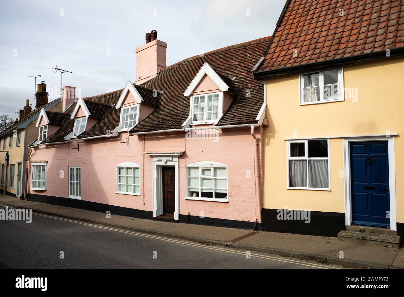 Maisons colorées à Framlingham, Suffolk, Royaume-Uni Banque D'Images
