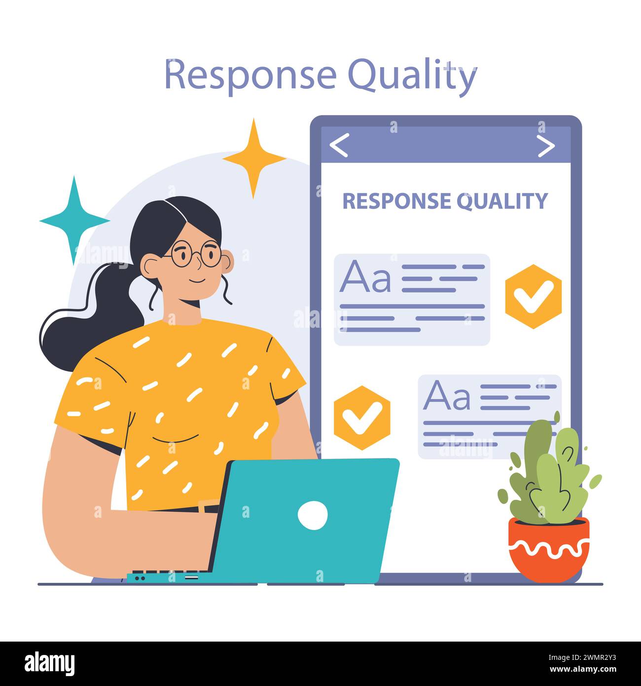 Les ingénieurs-prompts écrivent une commande à un réseau de neurones artificiels. Développement de l'intelligence artificielle. Caractère utilisant l'IA pour créer un texte ou une image. Illustration vectorielle plate Illustration de Vecteur