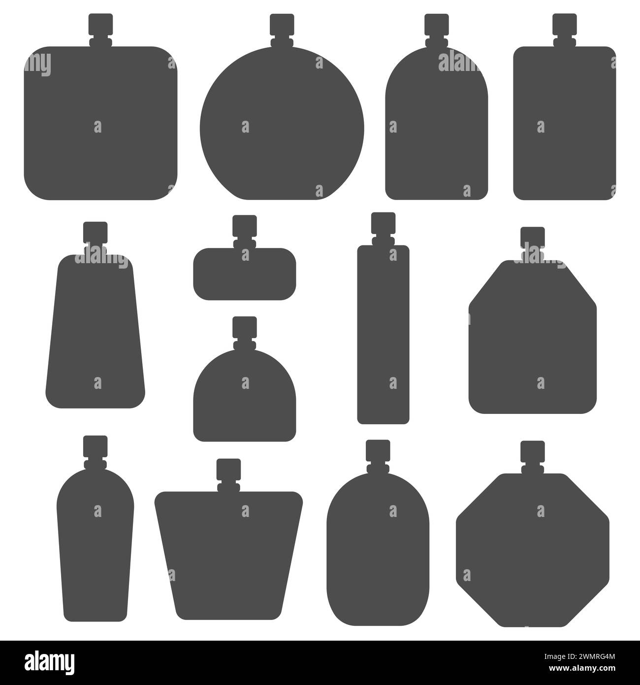 Ensemble d'illustration noir et blanc avec bouteille de spray de parfum. Objet vectoriel isolé sur fond blanc. Illustration de Vecteur