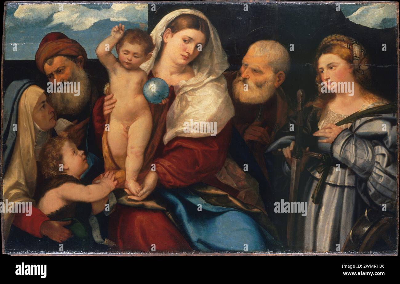 Madone et enfant avec les saints Bonifacio de' Pitati (Bonifacio Veronese) Italien Banque D'Images