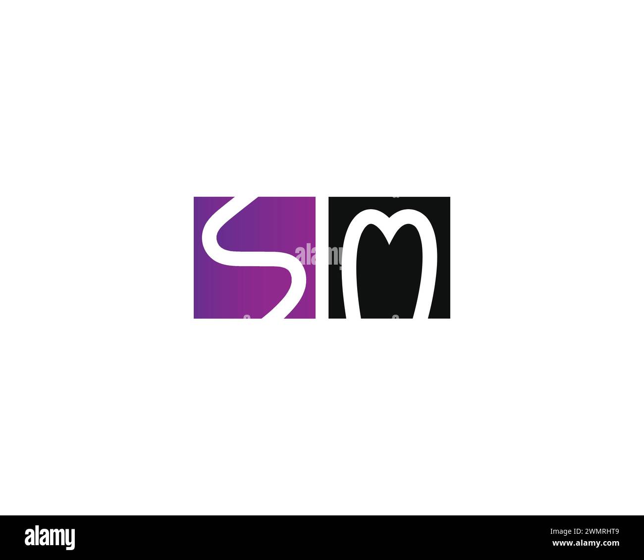 Modèle de vecteur de conception de logo de lettre créative SM Illustration de Vecteur