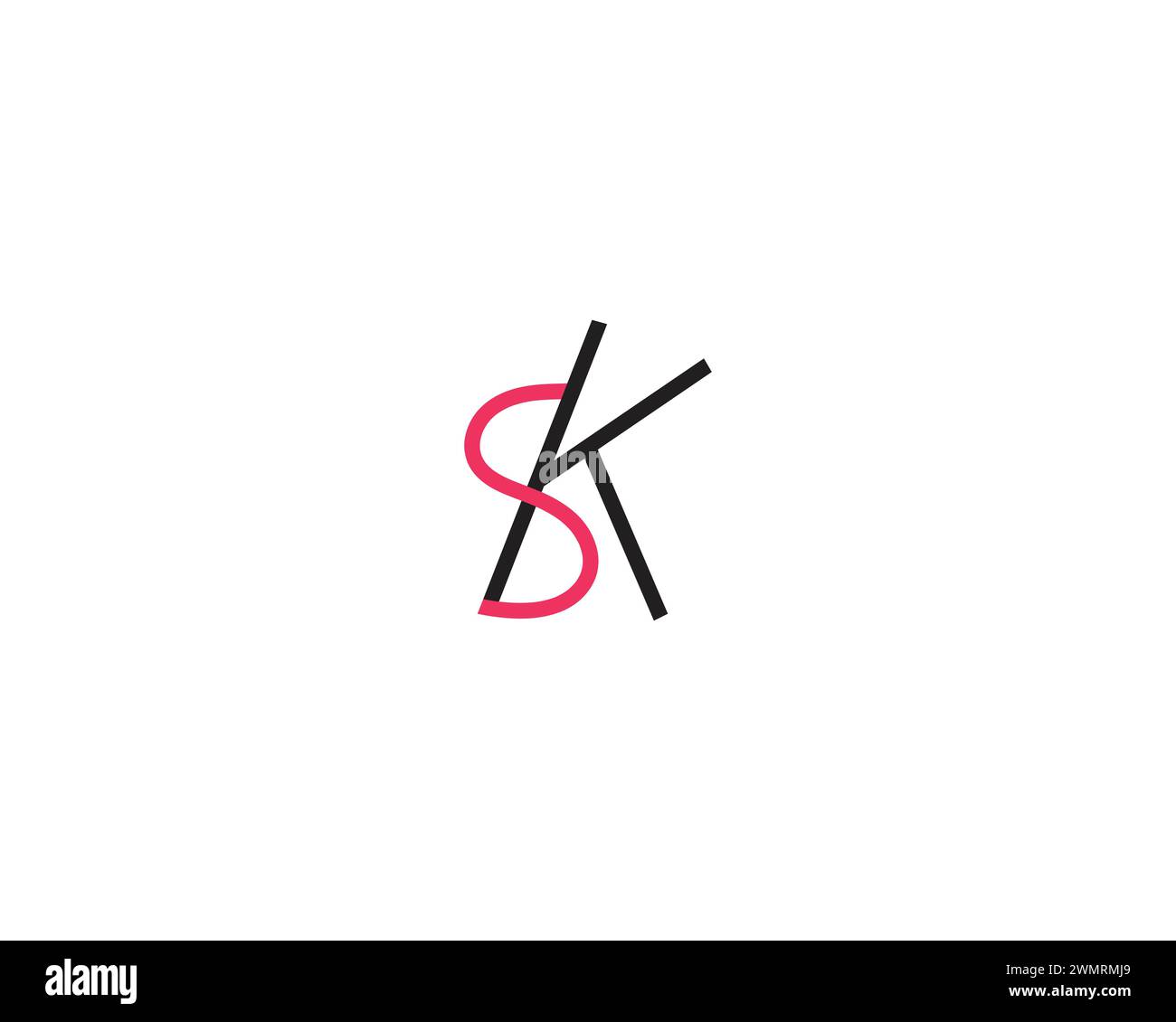 Modèle de vecteur de conception de logo de lettre créative SK ou KS Illustration de Vecteur