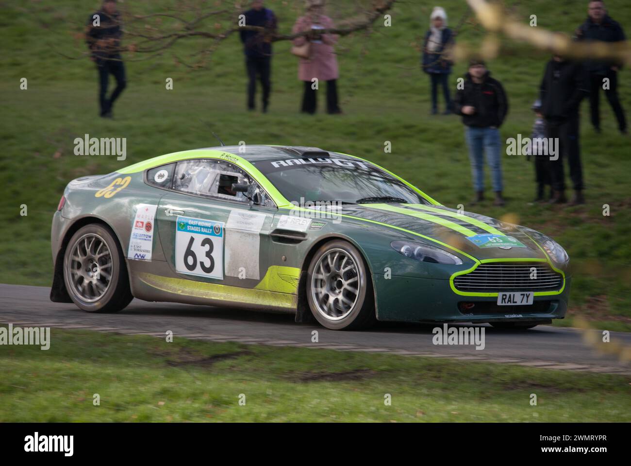 Voiture de rallye en action sur Beverley Westwood East Yorkshire dans le Beverley & District Motor Club East Riding stages Rally Banque D'Images