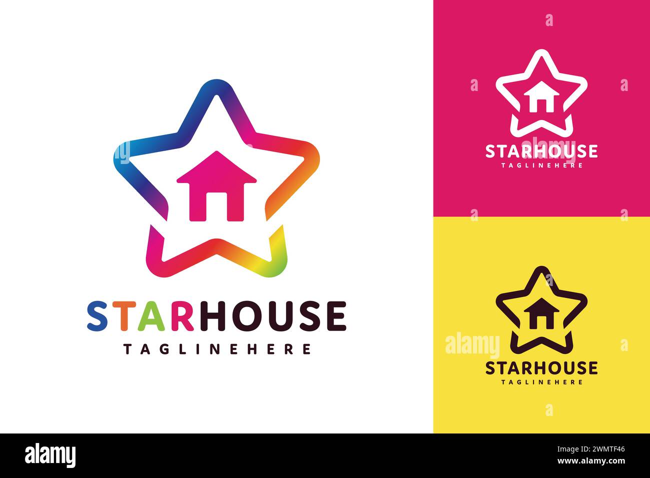 Logo étoile dégradé de couleurs maison Illustration de Vecteur
