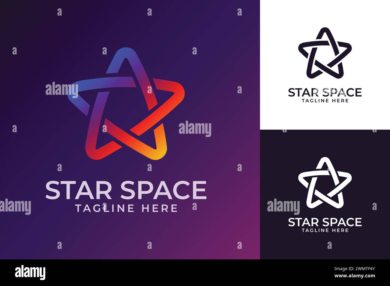 Illustration vectorielle de vecteur de couleur dégradé de conception de logo Space STAR Illustration de Vecteur