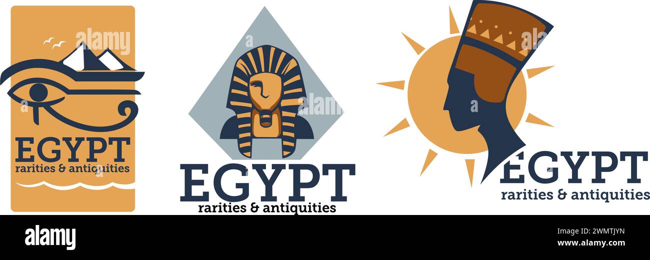 Égypte raretés et antiquités étiquette ou logotype Illustration de Vecteur
