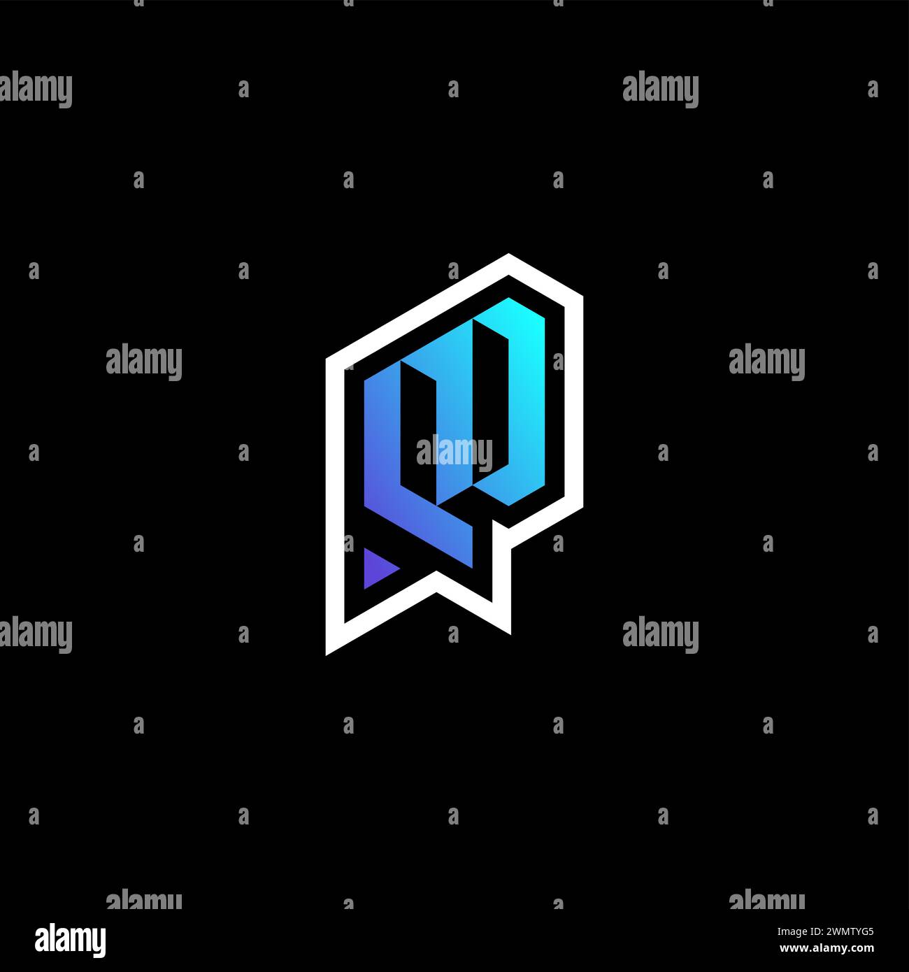 QD initial gradient bleu idées de concept de jeu pour l'équipe esport, Twitch et streamer Illustration de Vecteur