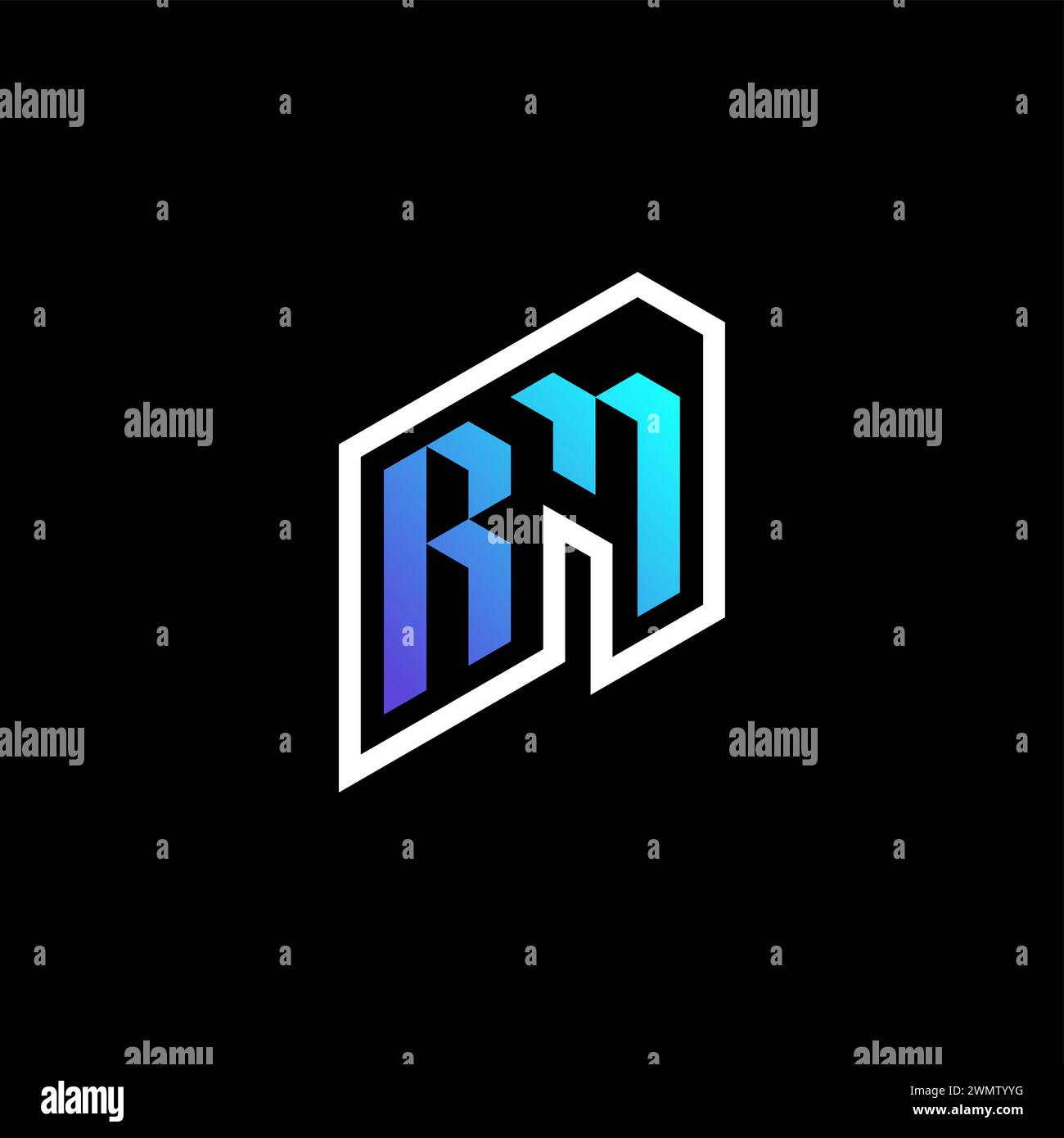 RM initial gradient bleu idées de concept de jeu pour l'équipe esport, Twitch et streamer Illustration de Vecteur