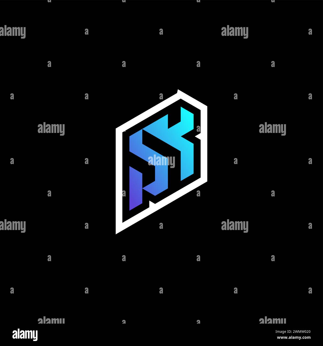 SK initial gradient Blue idées de concept de jeu pour l'équipe esport, Twitch et streamer Illustration de Vecteur