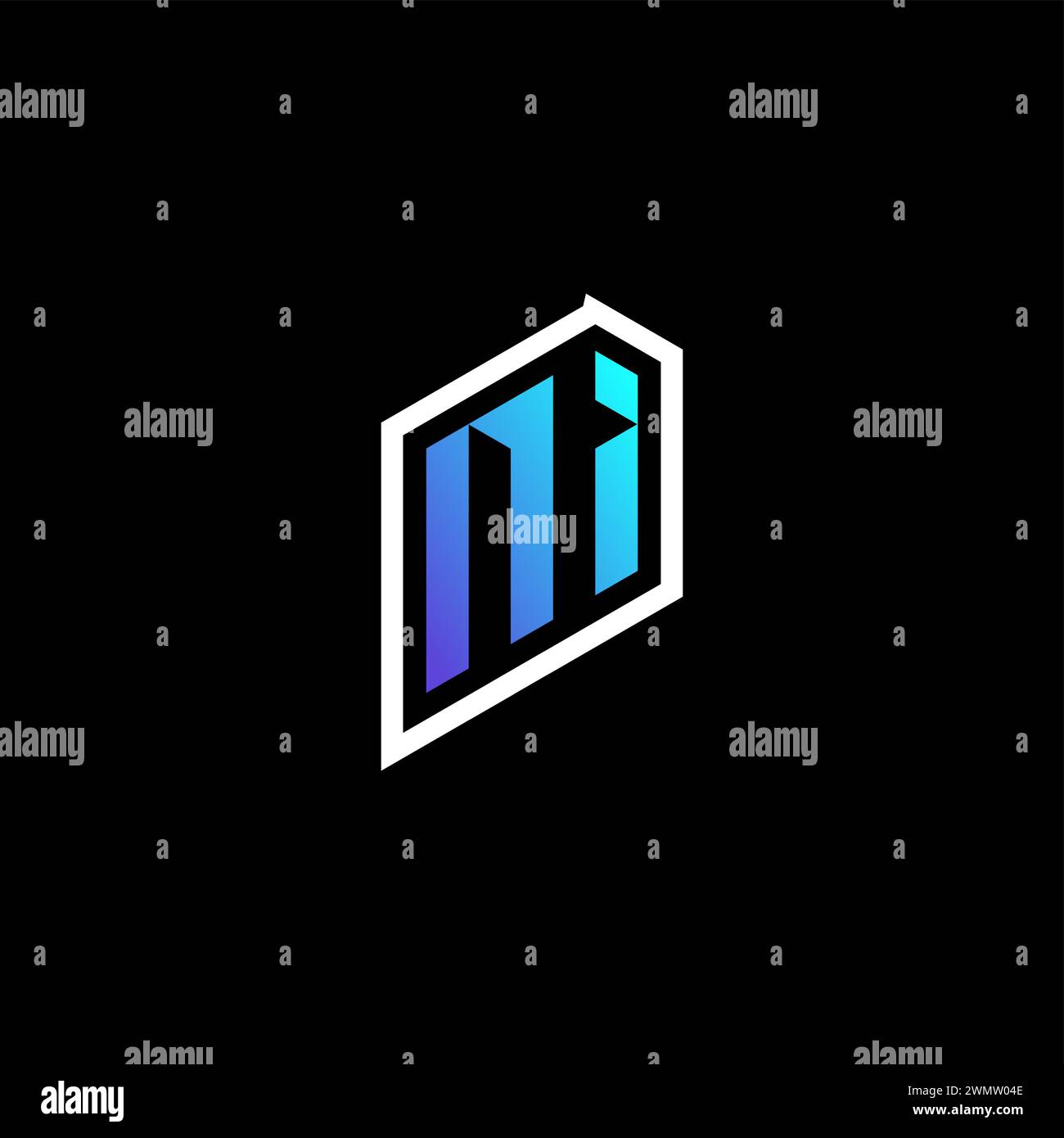 Idées de concept de jeu bleu dégradé ni initial pour l'équipe esport, Twitch et streamer Illustration de Vecteur