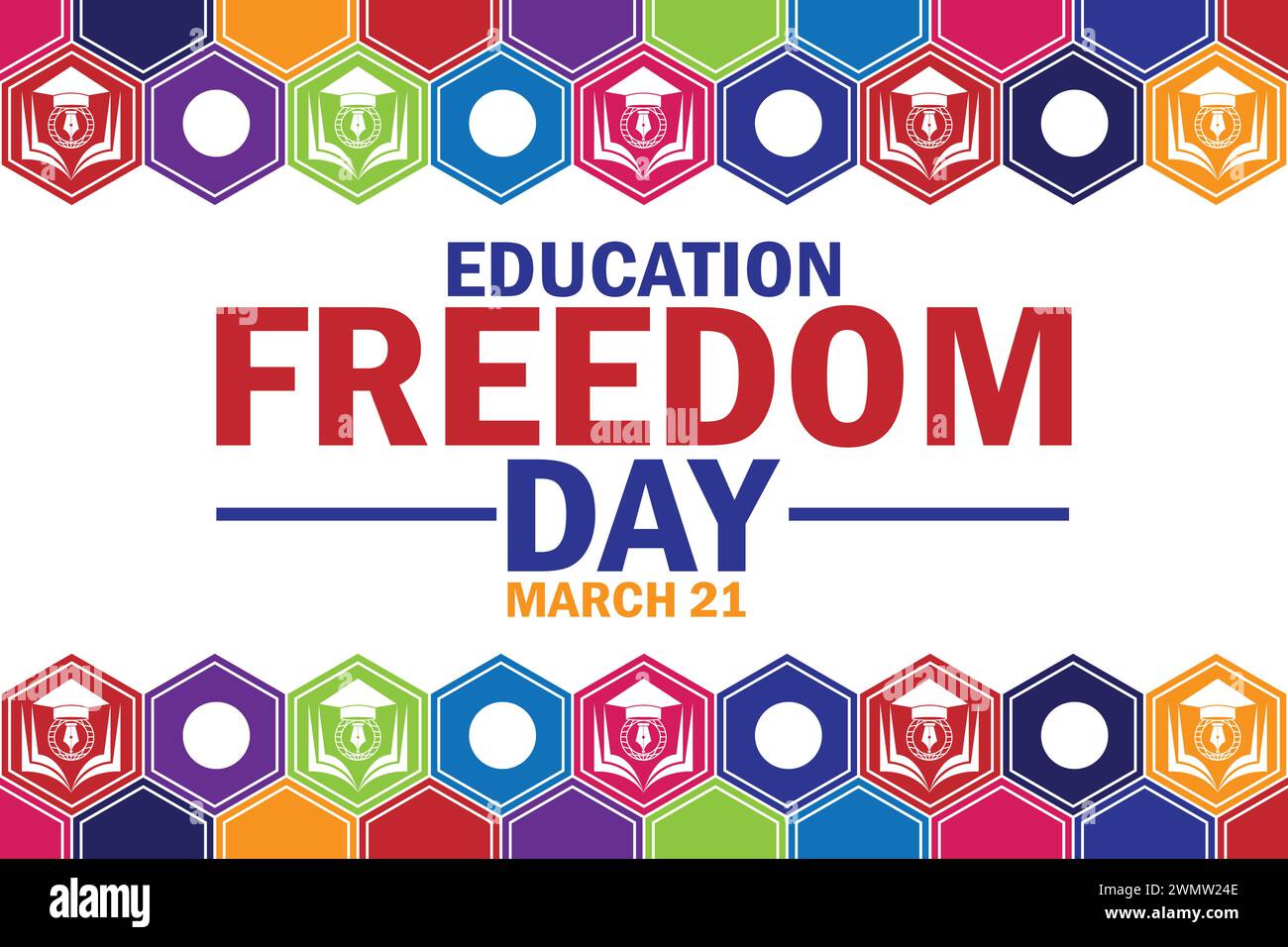 Papier peint Education Freedom Day avec typographie. Journée de la liberté de l'éducation, contexte Illustration de Vecteur