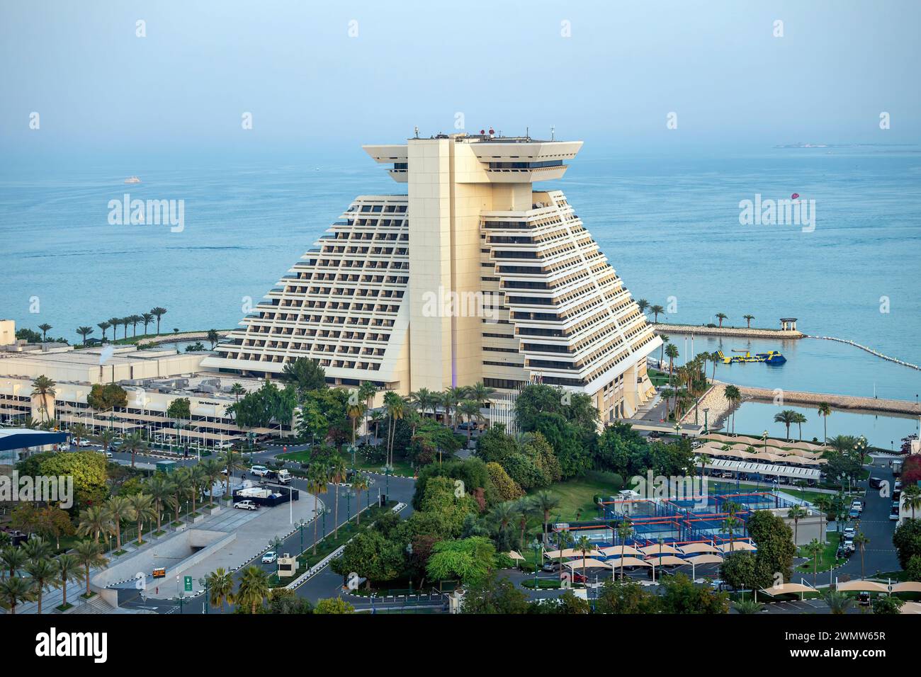 Belle vue aérienne du Sheraton Grand Hotel Doha Banque D'Images