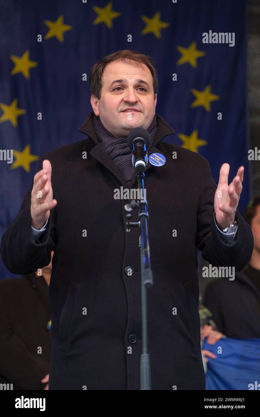 Le 24 février 2024 marque le deuxième anniversaire de la guerre d'agression russe contre l'Ukraine. Nathanaël Liminski (CDU), Banque D'Images