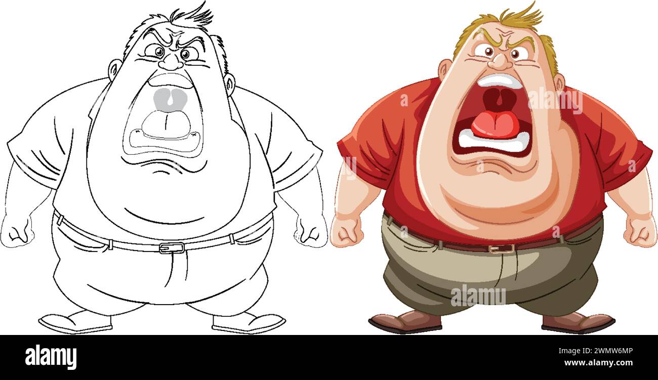 Deux personnages de dessins animés montrant la colère et la confrontation. Illustration de Vecteur
