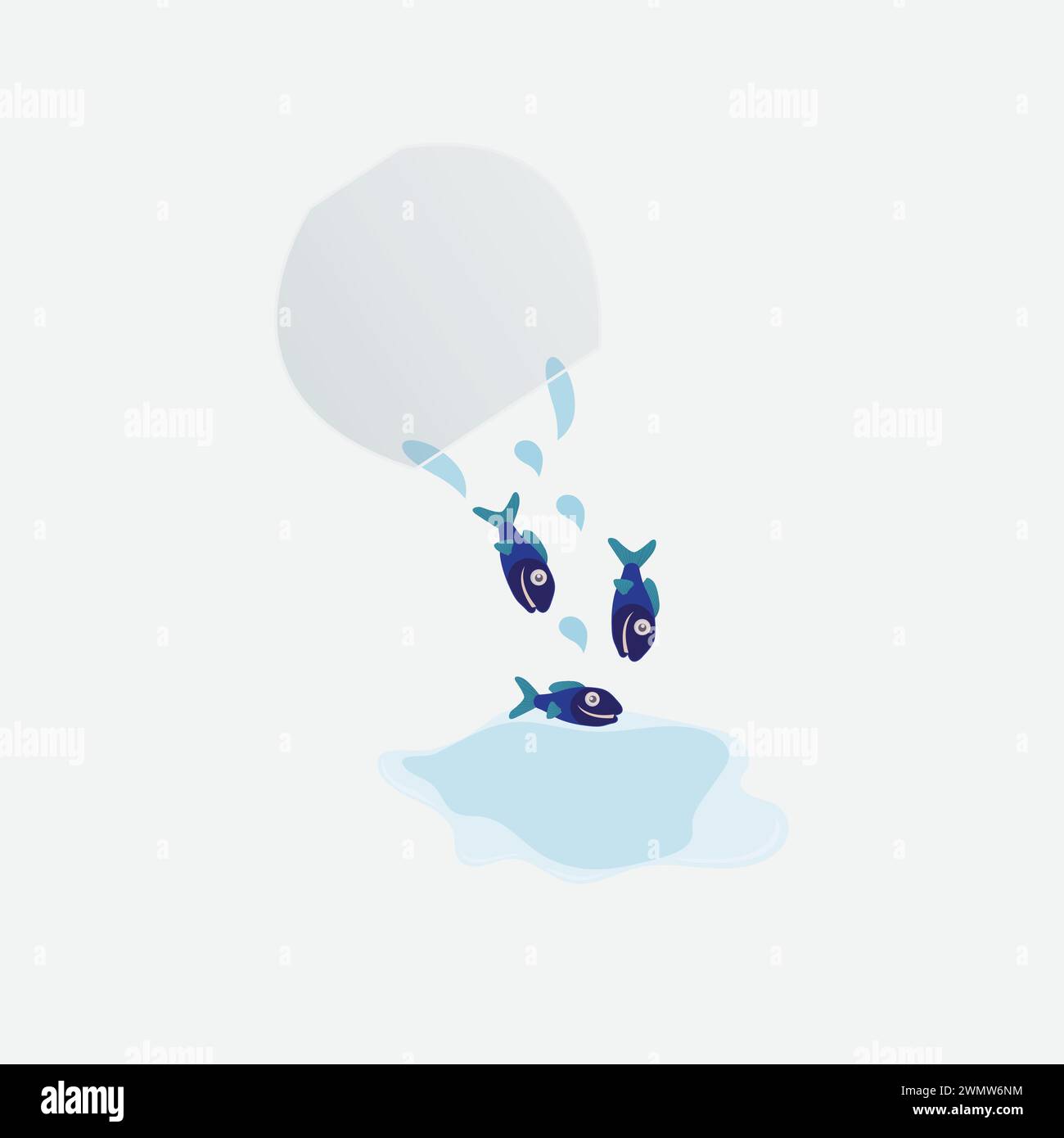Poisson bleu tombant du bol à poisson Illustration de Vecteur