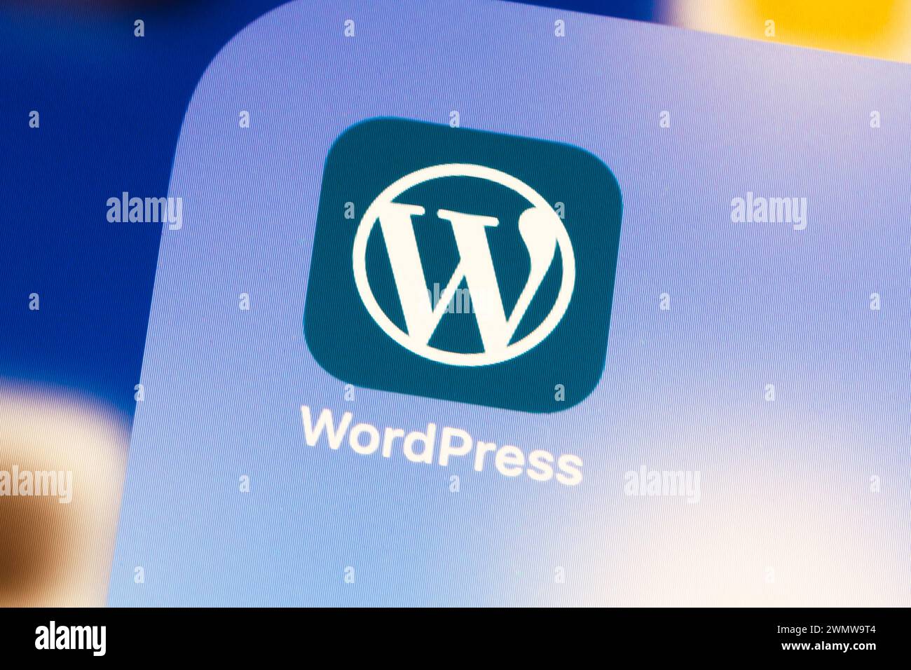 Ostersund, Suède - Nov 21, 2020 : icône de l'application WordPress. WordPress est un système de gestion de contenu web Banque D'Images