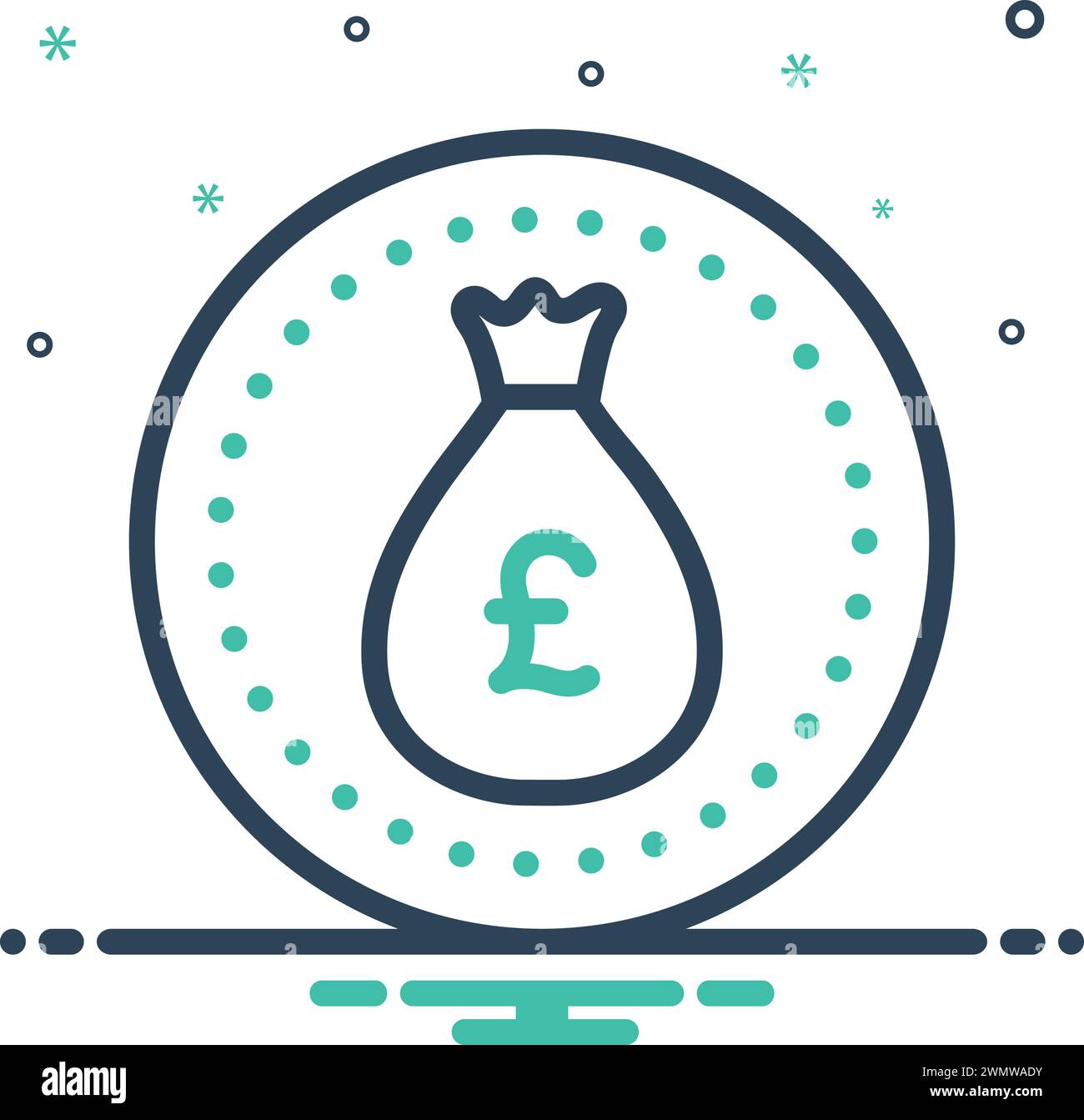 Icône pour gbp, britannique, sac d'argent Illustration de Vecteur