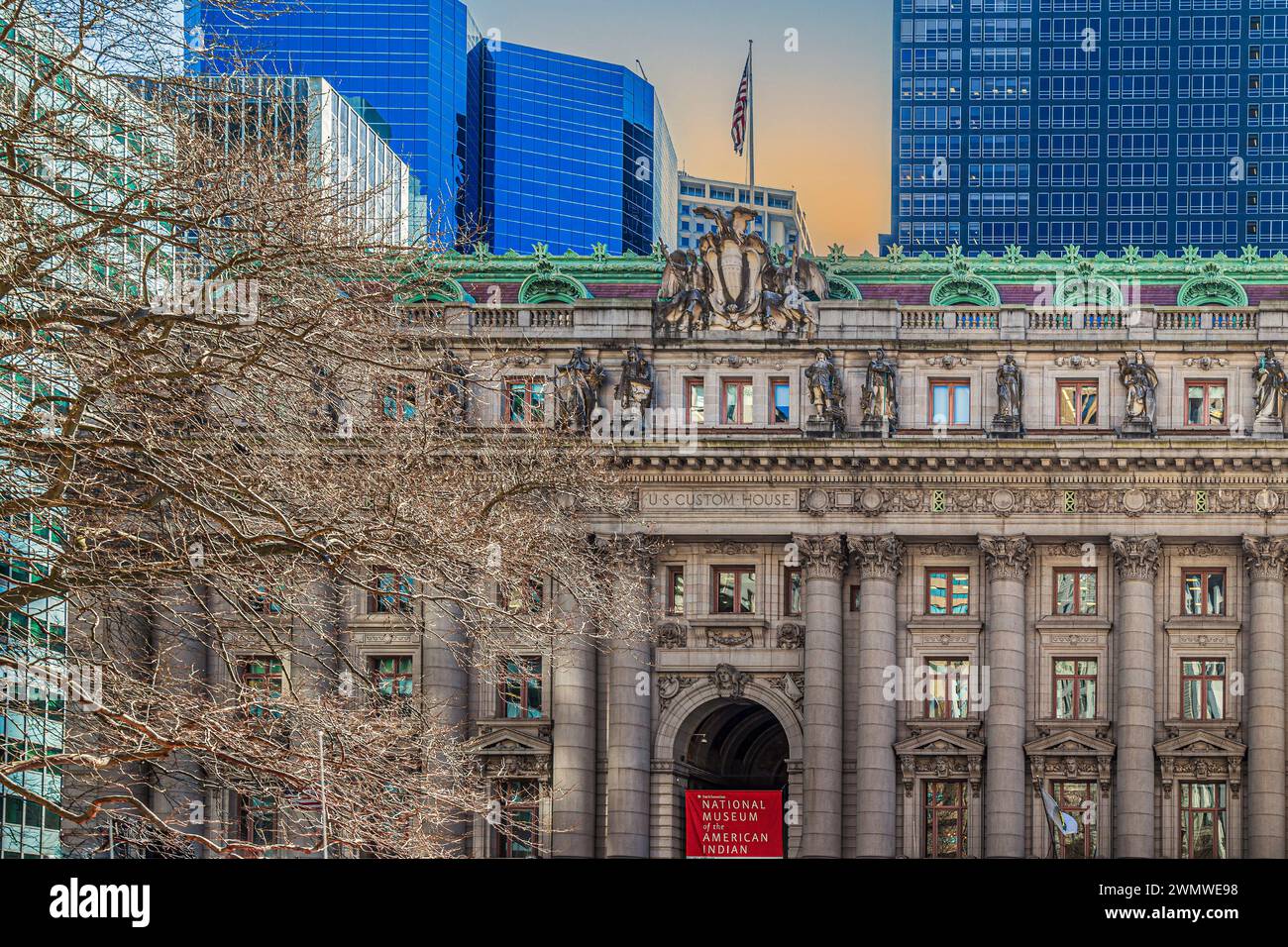 NEW YORK, États-Unis-MARS 9, 2020 : le Musée national de l'Indien américain, George Gustav Heye Center.Opened dans la maison de douane en 1994.The Beaux Arts-Sty Banque D'Images