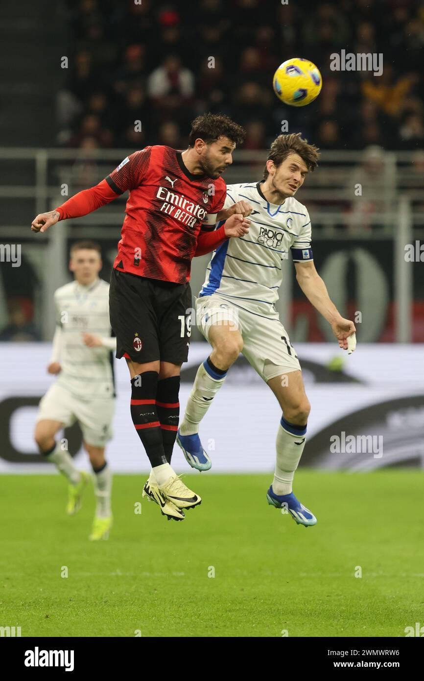 Milan Italie - février 26 2024 - AC Milan vs Atalanta - série A 2023/2024 - Theo Hernandez (19 AC Milan Banque D'Images