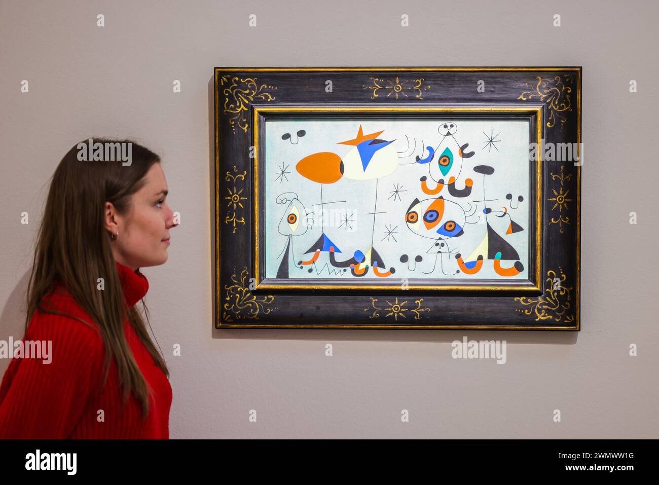 Sotheby's, Londres, Royaume-Uni. 28 février 2024. Est5-7 millions dévoilant des œuvres extraordinairement rares de Picasso, Monet, Miro, Bacon, Dubuffet, Gilort.Paul Quezada-Neiman/Alamy Live News Credit : Paul Quezada-Neiman/Alamy Live News Banque D'Images