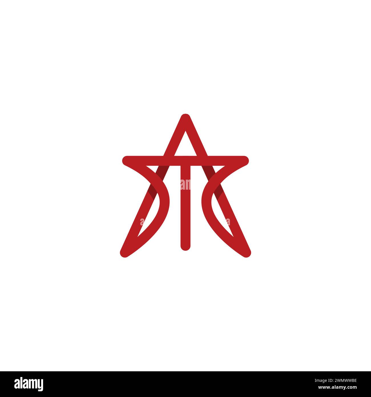 AT Star logo avec Line Design. Logo lettre A. Illustration de Vecteur